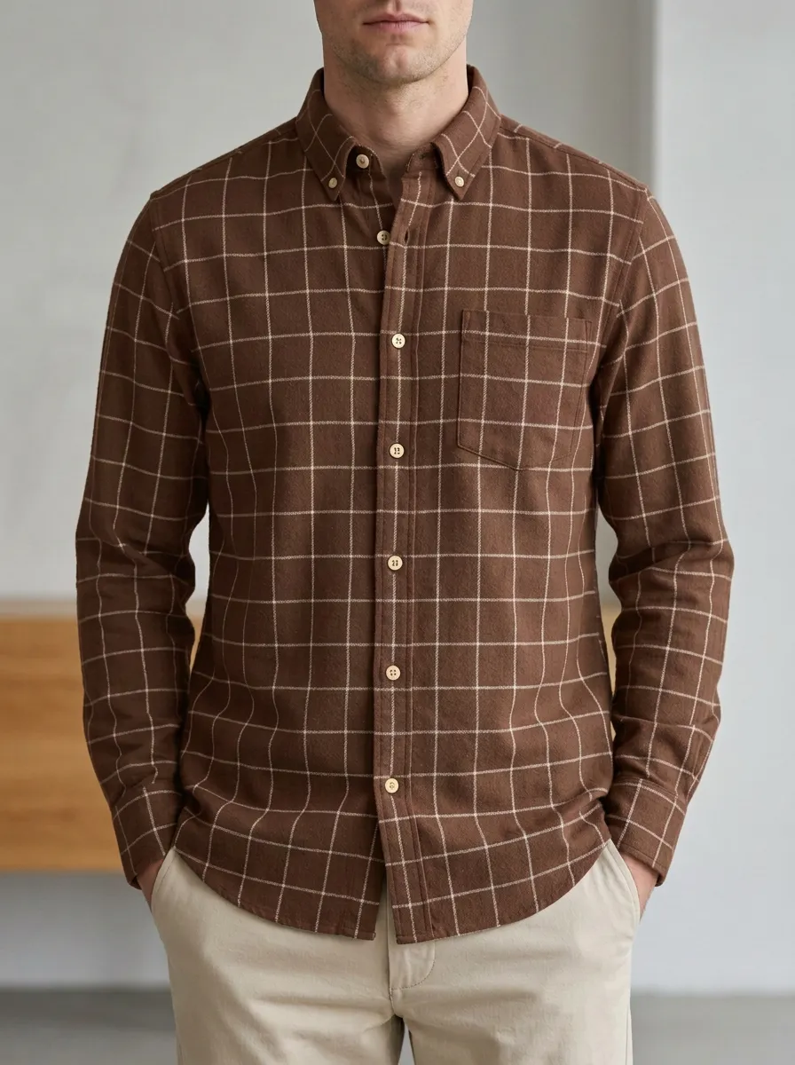 Modern Look Plaid Long-Sleeve Men's Long-Sleeve Shirt