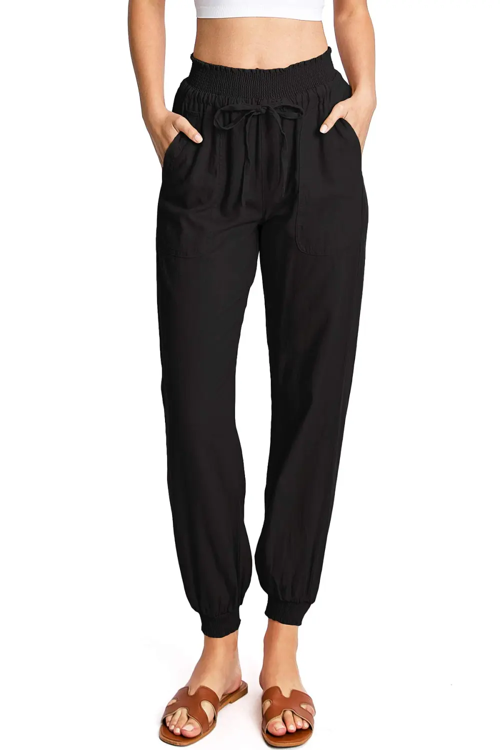 Khaki Elastic - Waist Utility Pants