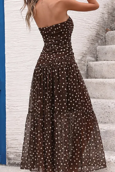Dot Print Bandeau Resort Maxi Dress