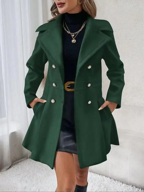 9-PACK Women's Solid Color Double Button Pocket Coat