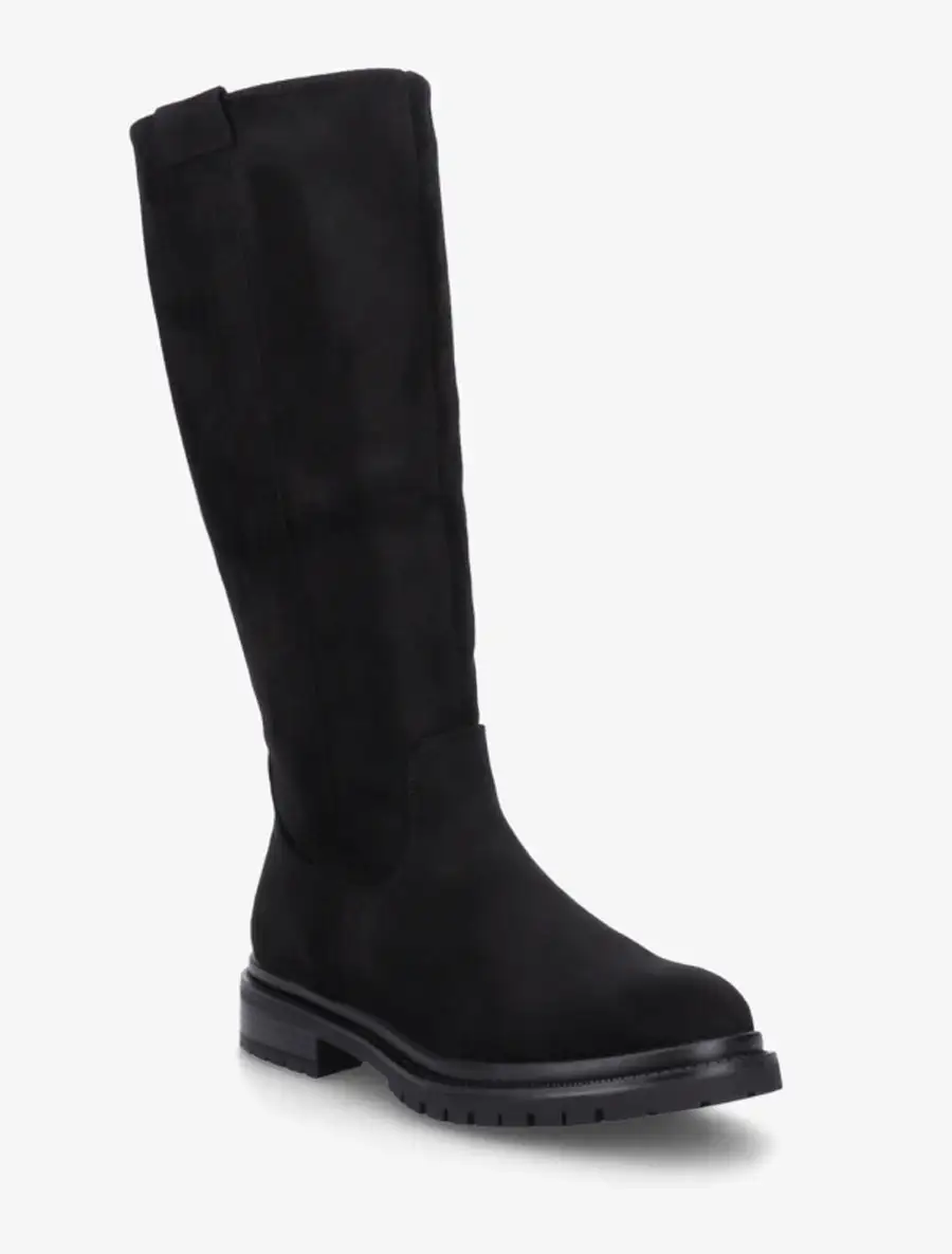 Modern Lug Sole Block Heel Faux Suede Knee High Boots