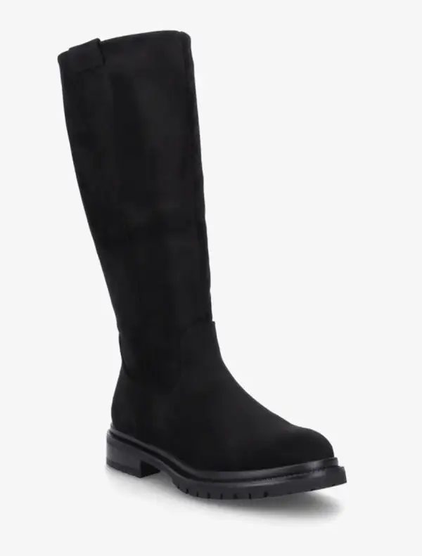 Modern Lug Sole Block Heel Faux Suede Knee High Boots