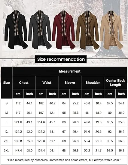Men's Wool Blend Coat with Detachable Plaid Scarf Classic Warmth. Smart Design. Timeless Winter Style.