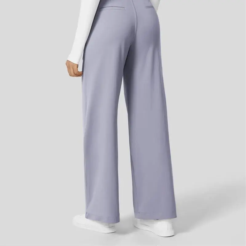 Women‘s Flex High Waisted Plicated Side Pocket Straight Leg Work Pants