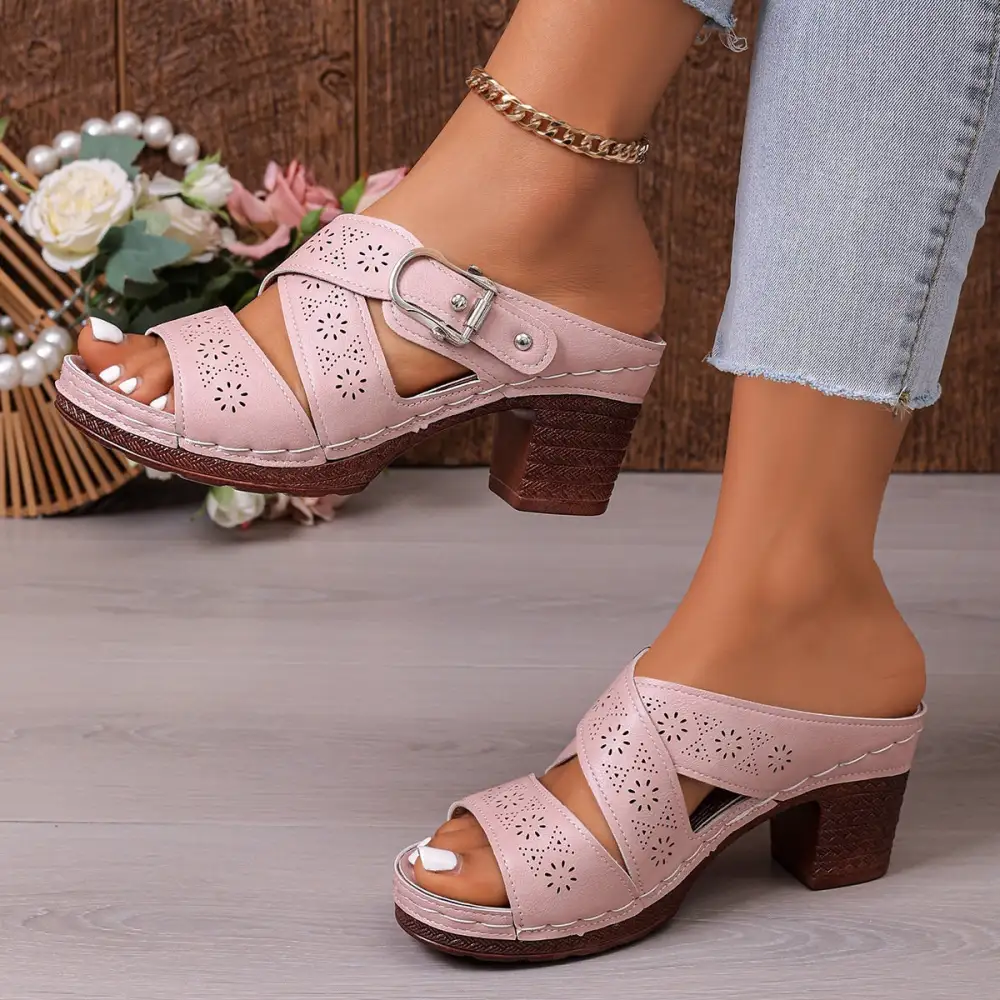 Sleek Open Toe Block Heel Sandals