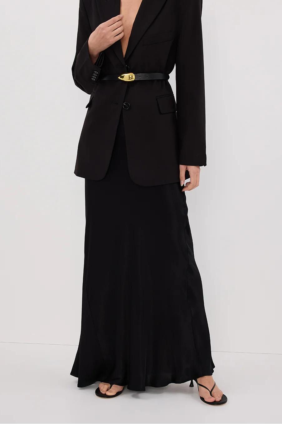 BLACK SATIN MAXI SKIRT