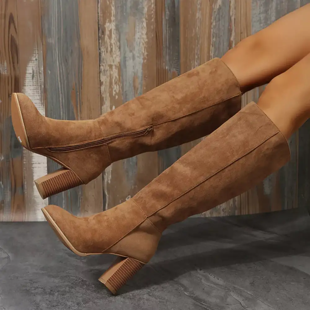 Point Toe Block Heels Boots