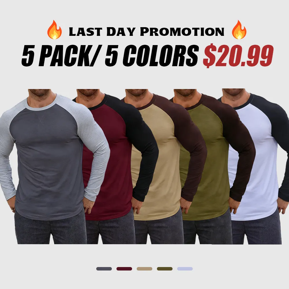 Men's long-sleeved color-blocked slim-fit T-shirt