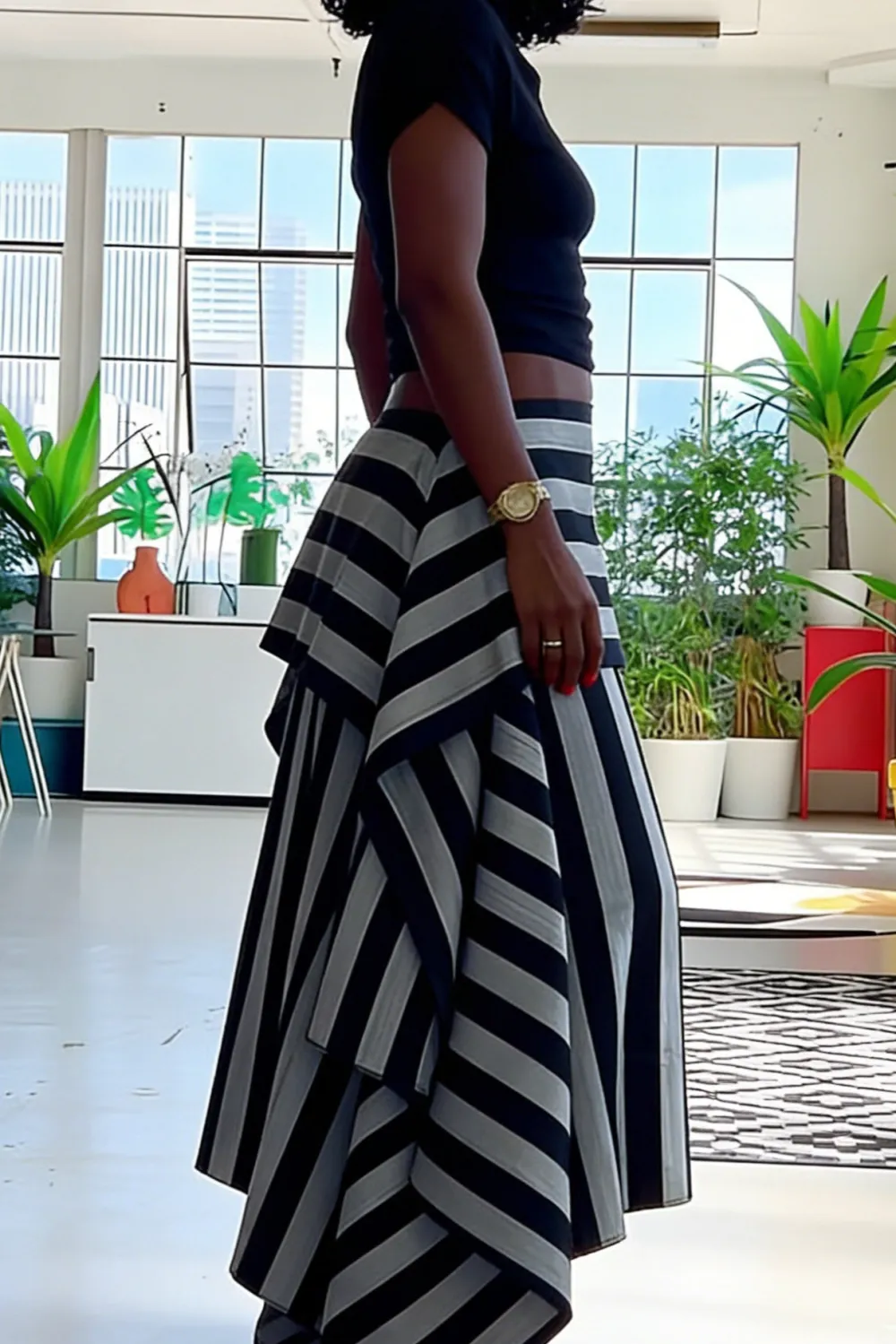 Layered Striped Skirt