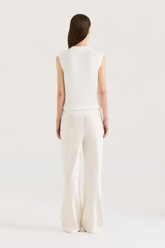 Porcelain Semi-Sheer Knit Vest