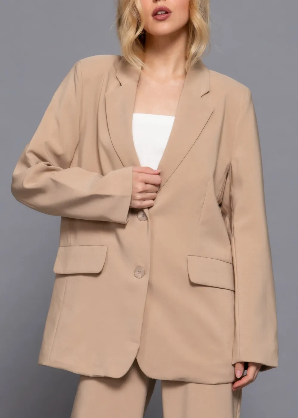 Notched-Collar Long-Sleeve Blazer
