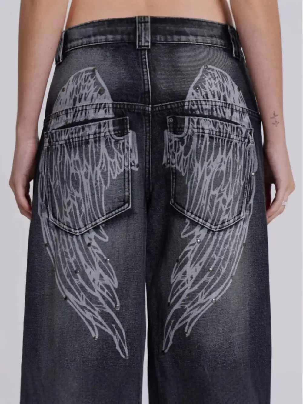 Structured Wide Leg Denim Jeans