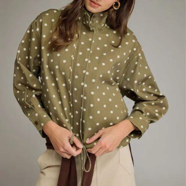 Polka Dot Collared Jacket