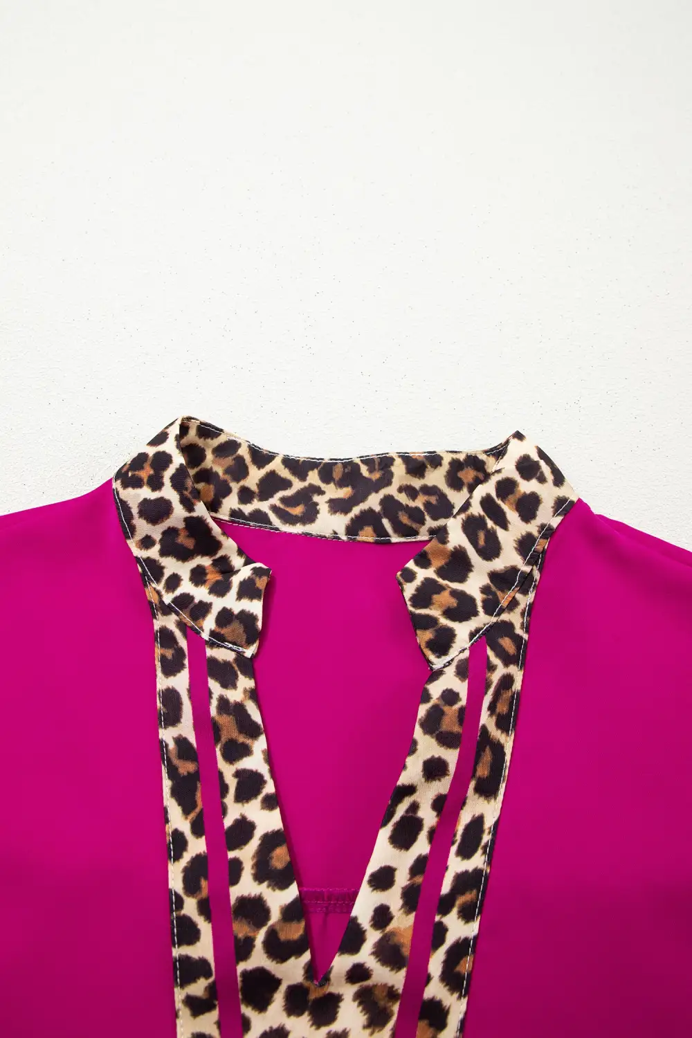 Leopard Print Patchwork Short Sleeve Blouse
