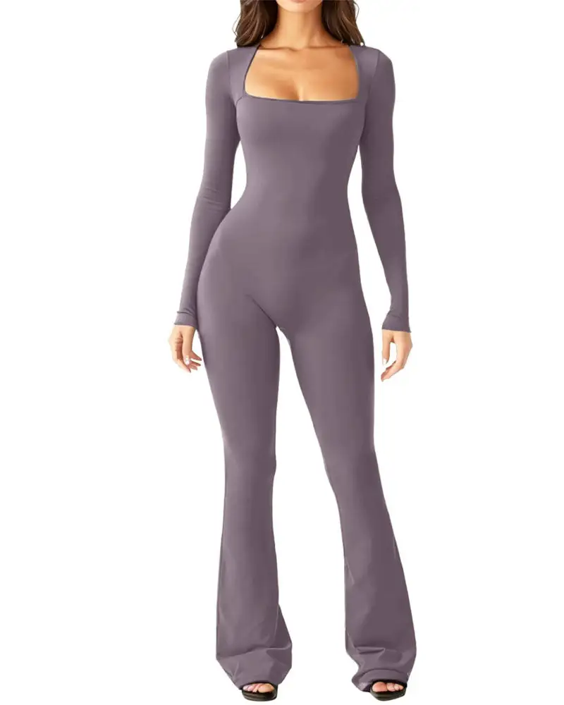 Flared Long Sleeve Jumpsuit