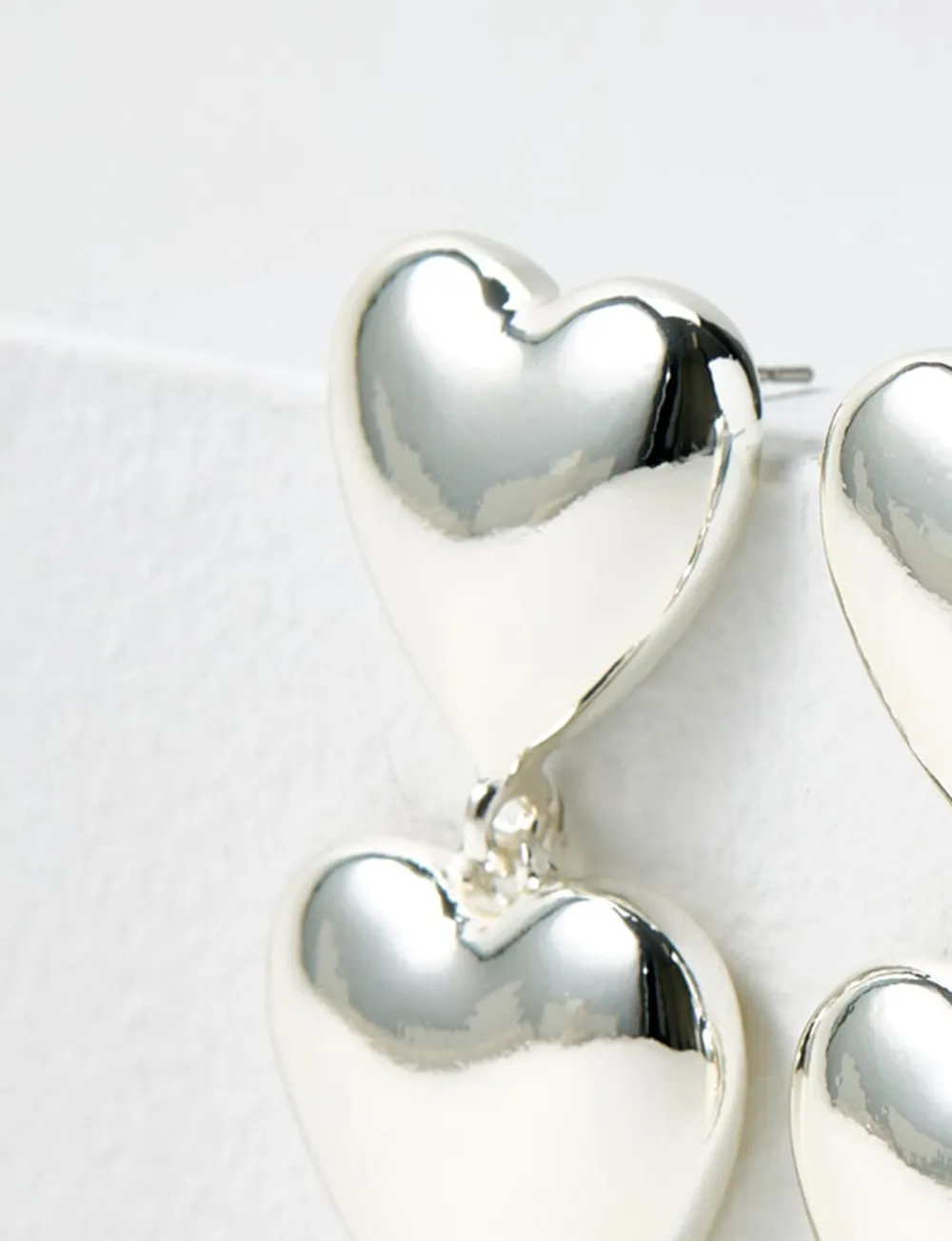 Cute And Energetic Heart-Shaped Silver Earrings