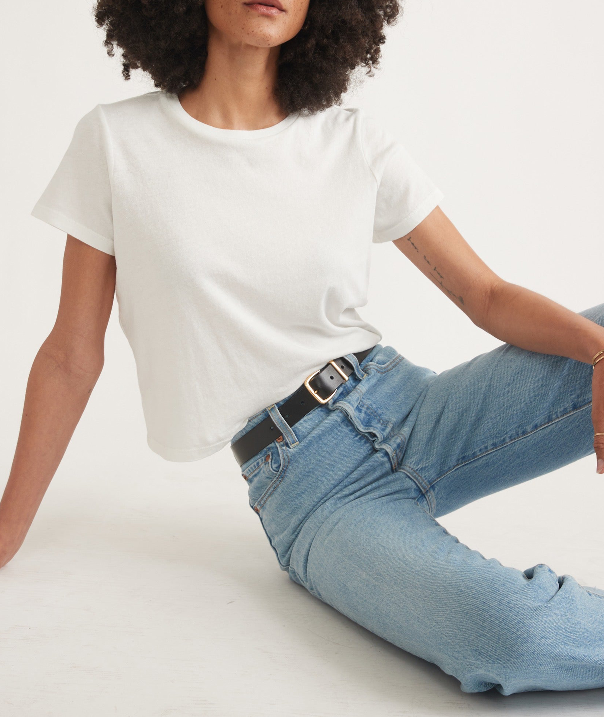 Cropped White Crew Neck Trendy Tee