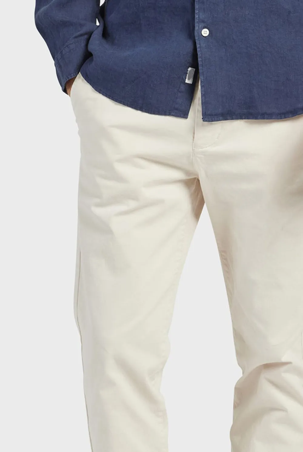 Cotton Blend Slim Leg Trousers