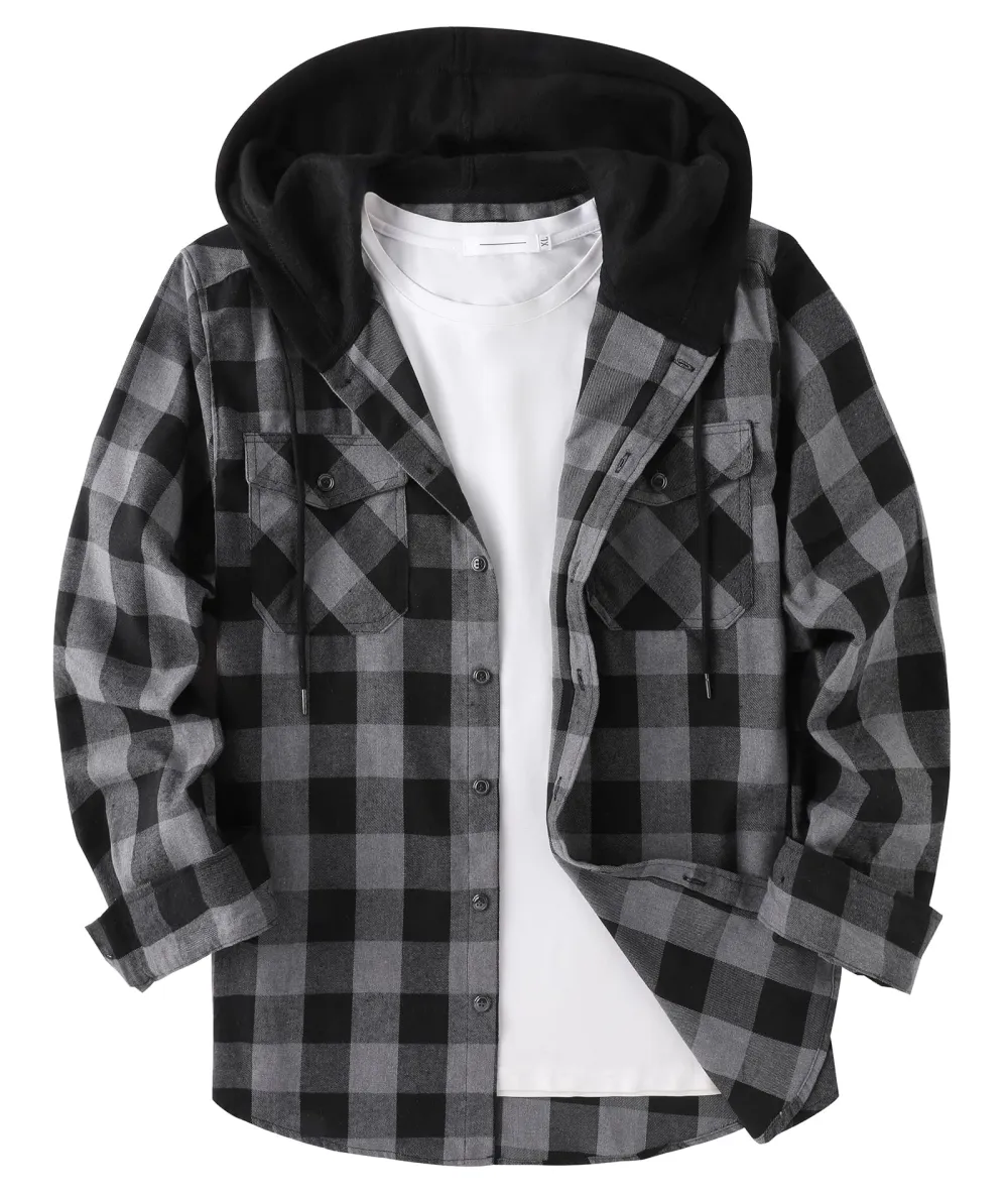 Men Plaid Long Sleeve Flannel Jacket