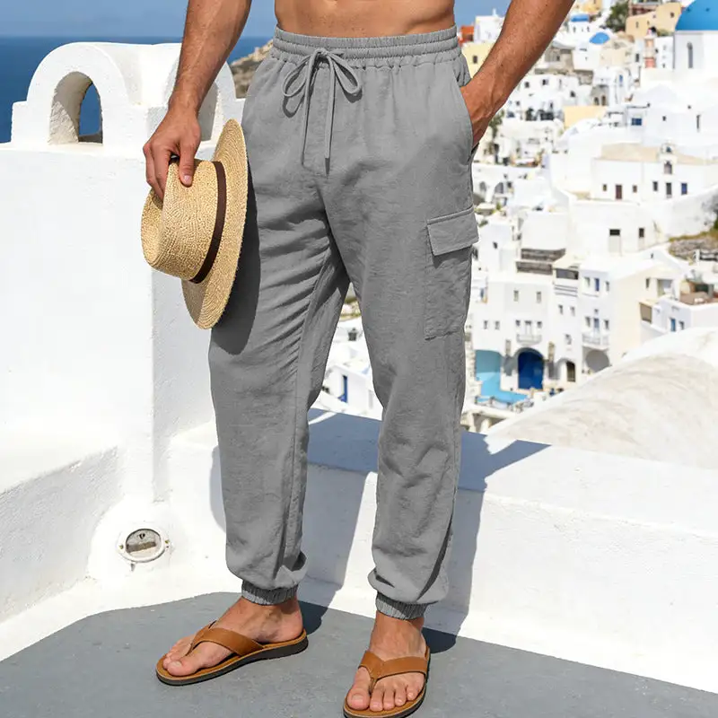 Men's Airy Linen Cargo Waistband Cargo Pants