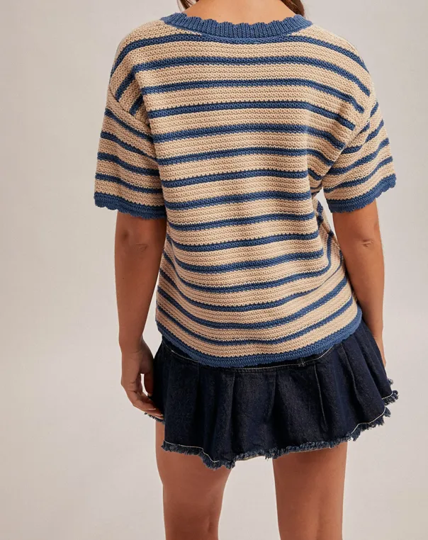 Striped Floral Sweater
