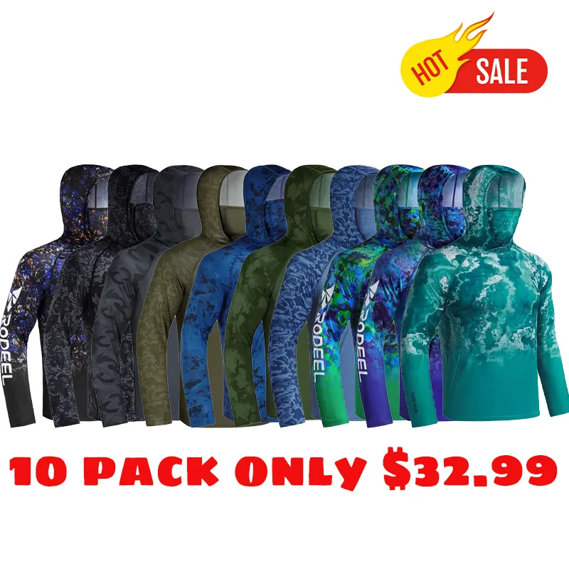 Men UPF 50+ UV Sun Hoodie Shirts with Mask Neck Gaiter  Protection Raglan Long Sleeve Lightweight Quick Dry Moisture Wicking Breathable Cooling Athletic Activewear