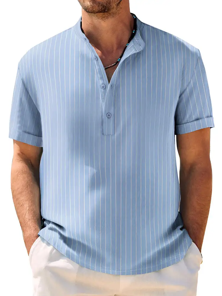 Casual Breathable Hawaiian Henley Shirt