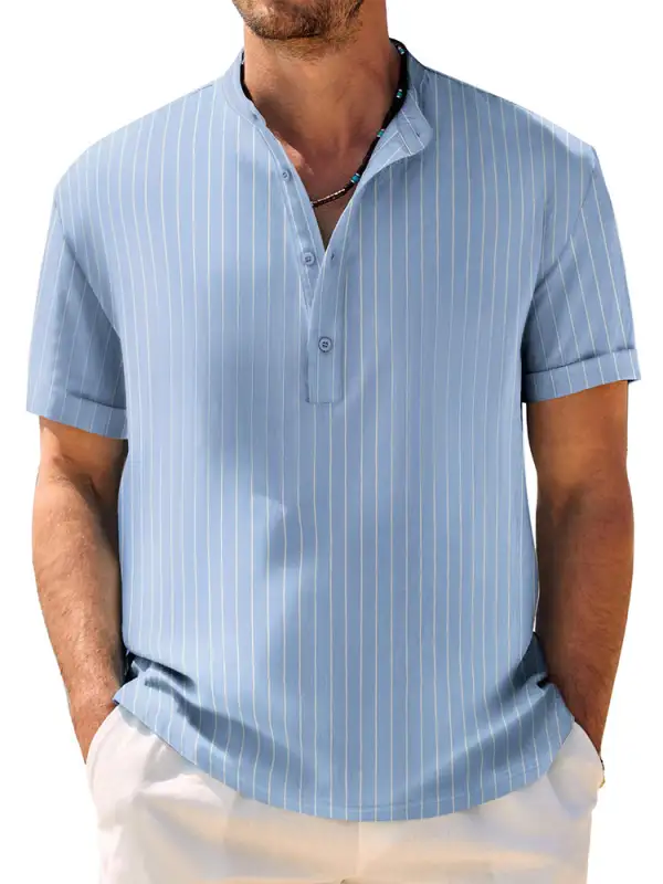 Casual Breathable Hawaiian Henley Shirt