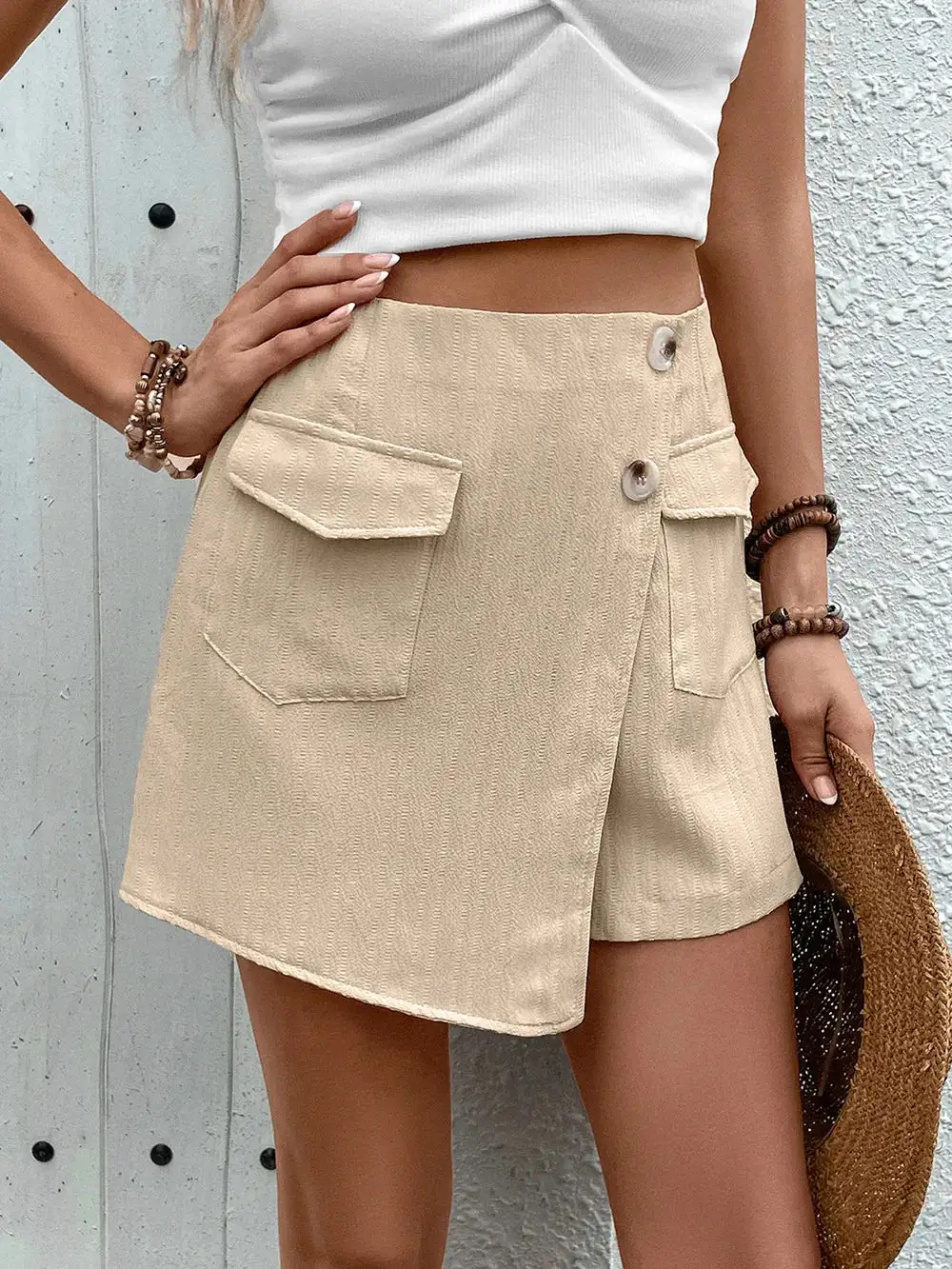 Pocketed High-Waist Shorts With Zip