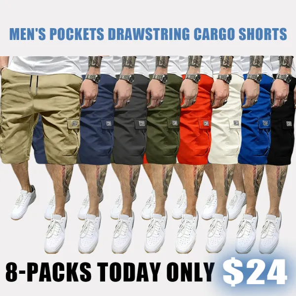 Men's Pockets Drawstring Cargo Shorts