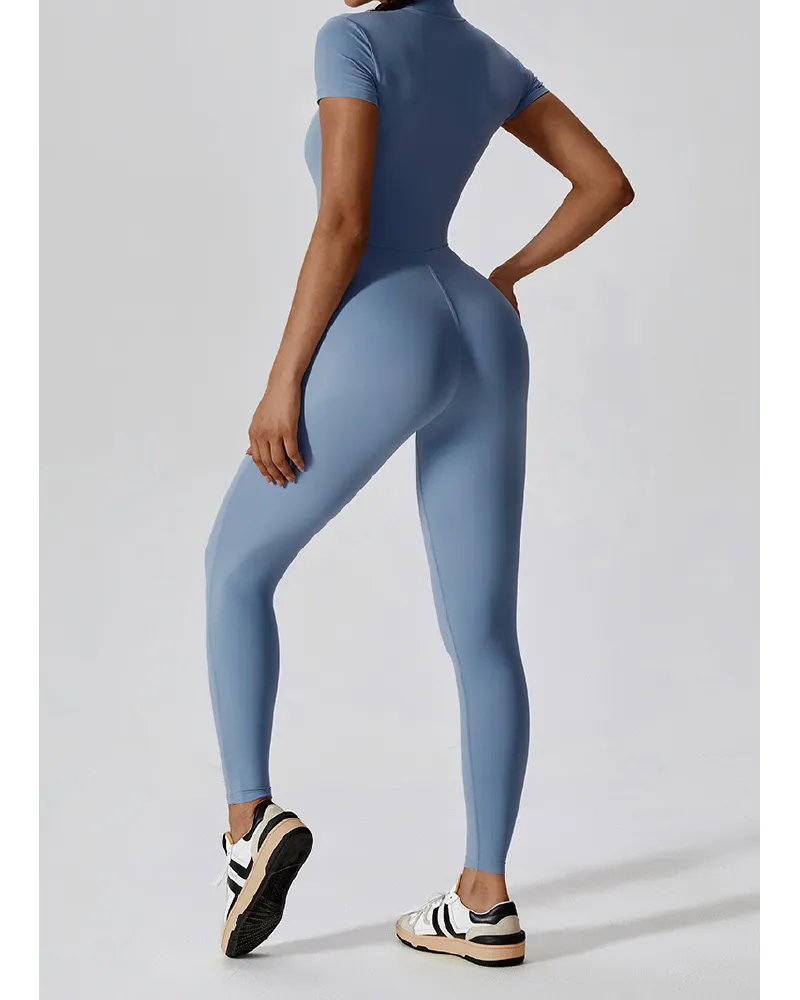 Mock Neck Zip Front Jumpsuit