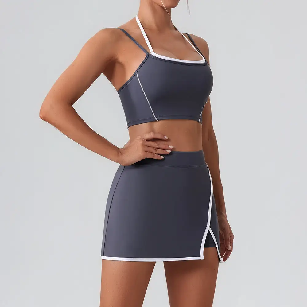 Contrast-Trim Backless Top and Shorts Active Set