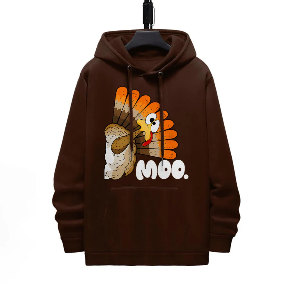 Moo Pattern Printed Hoodie