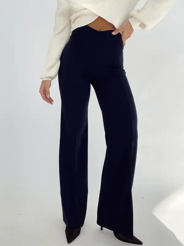 High-Waist Wide-Leg Straight-Leg Trousers
