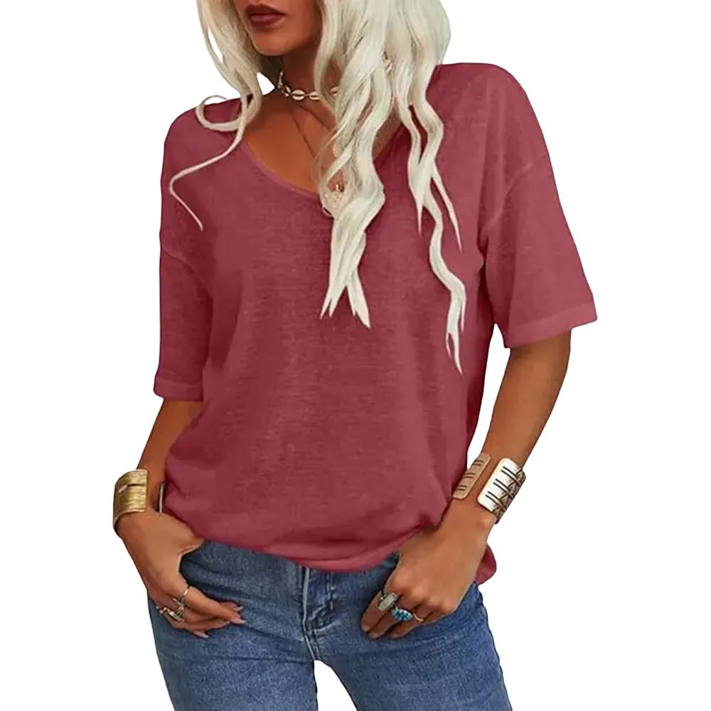 Women's Soft V-Neck Short-Sleeve T-Shirt-🔥8-Pack- Only $24