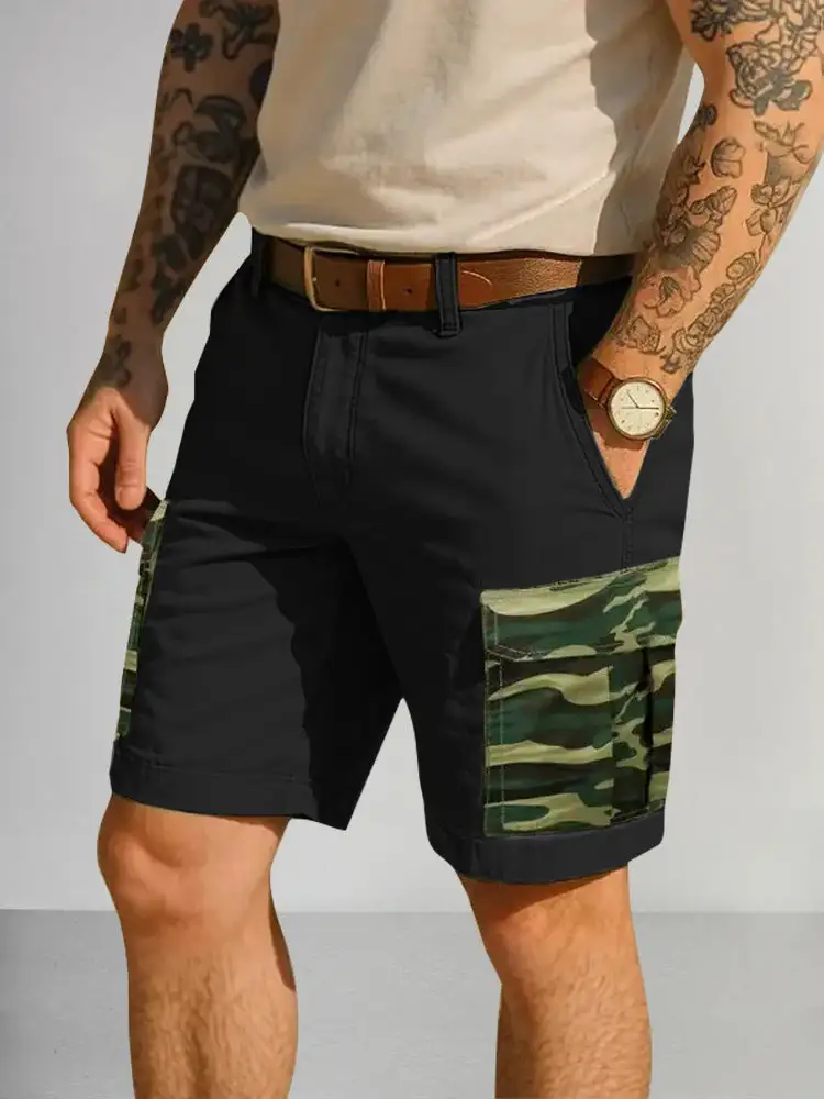 Men's Fashion Splicing Cargo Shorts