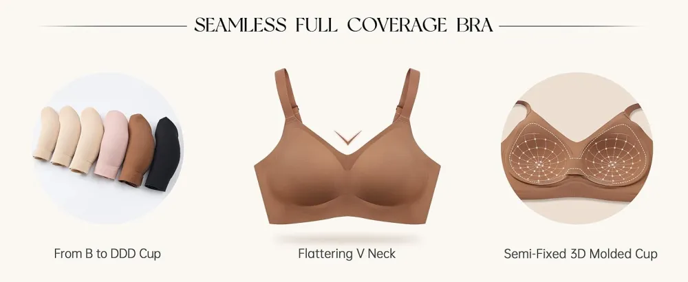 Women's Cosnufy Full Coverage Bra Sheer Mesh Plus Size Underwire Unlined