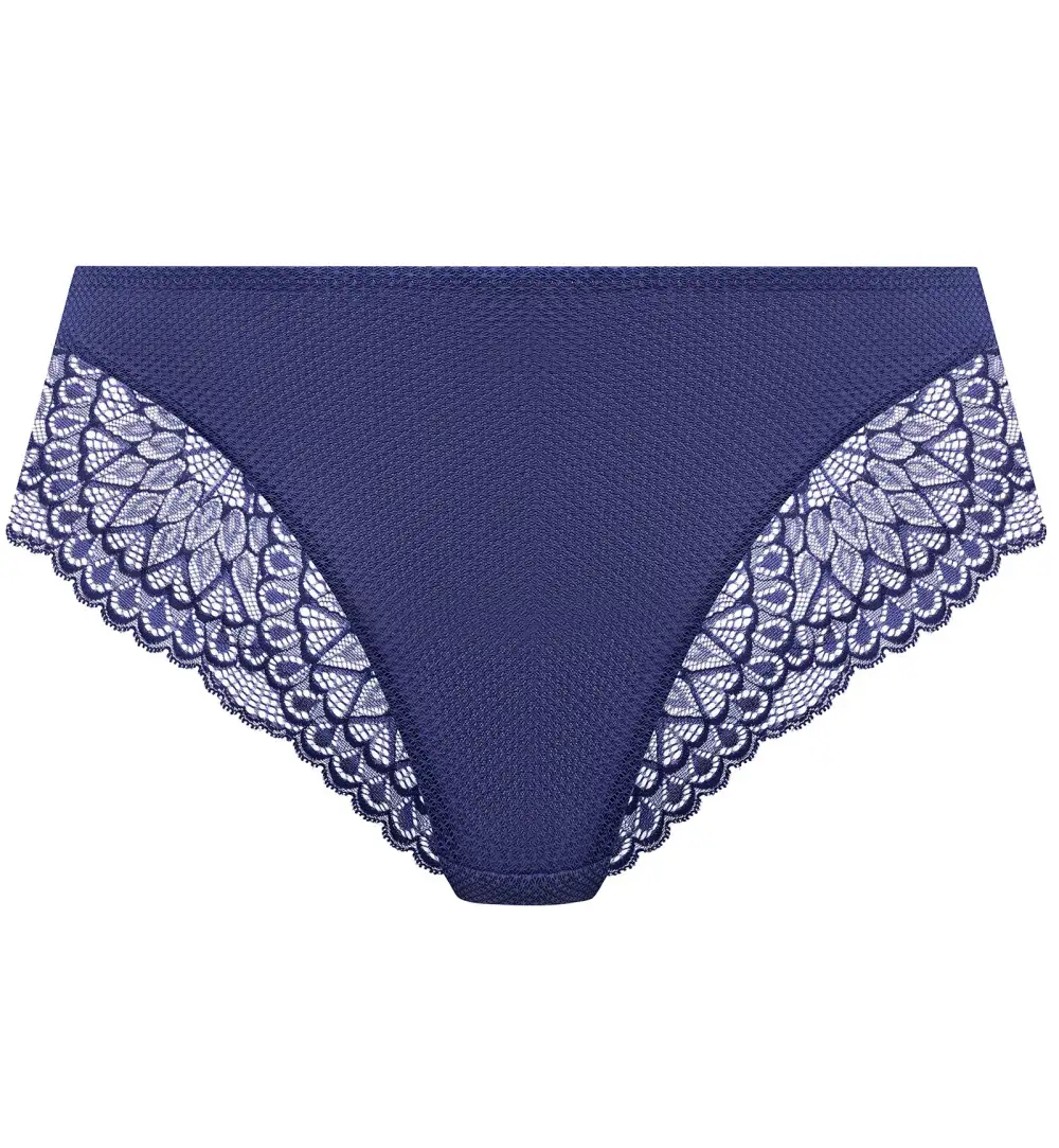 Classic High-Waist Stretch-Lace Mesh Full-Coverage Brief Panty
