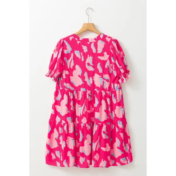 Ruffled Printed Short Sleeve Mini Dress