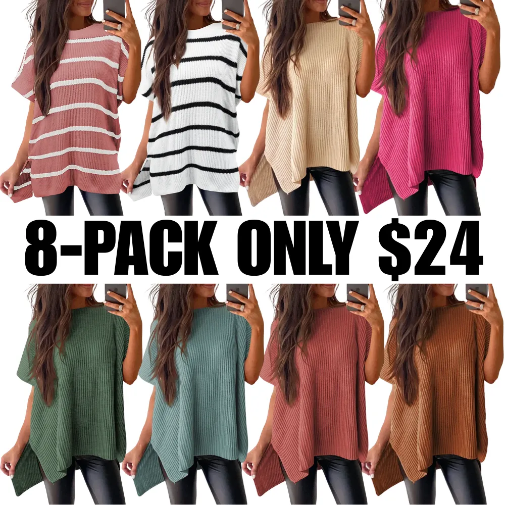 Women's loose-neckline short-sleeved sweater