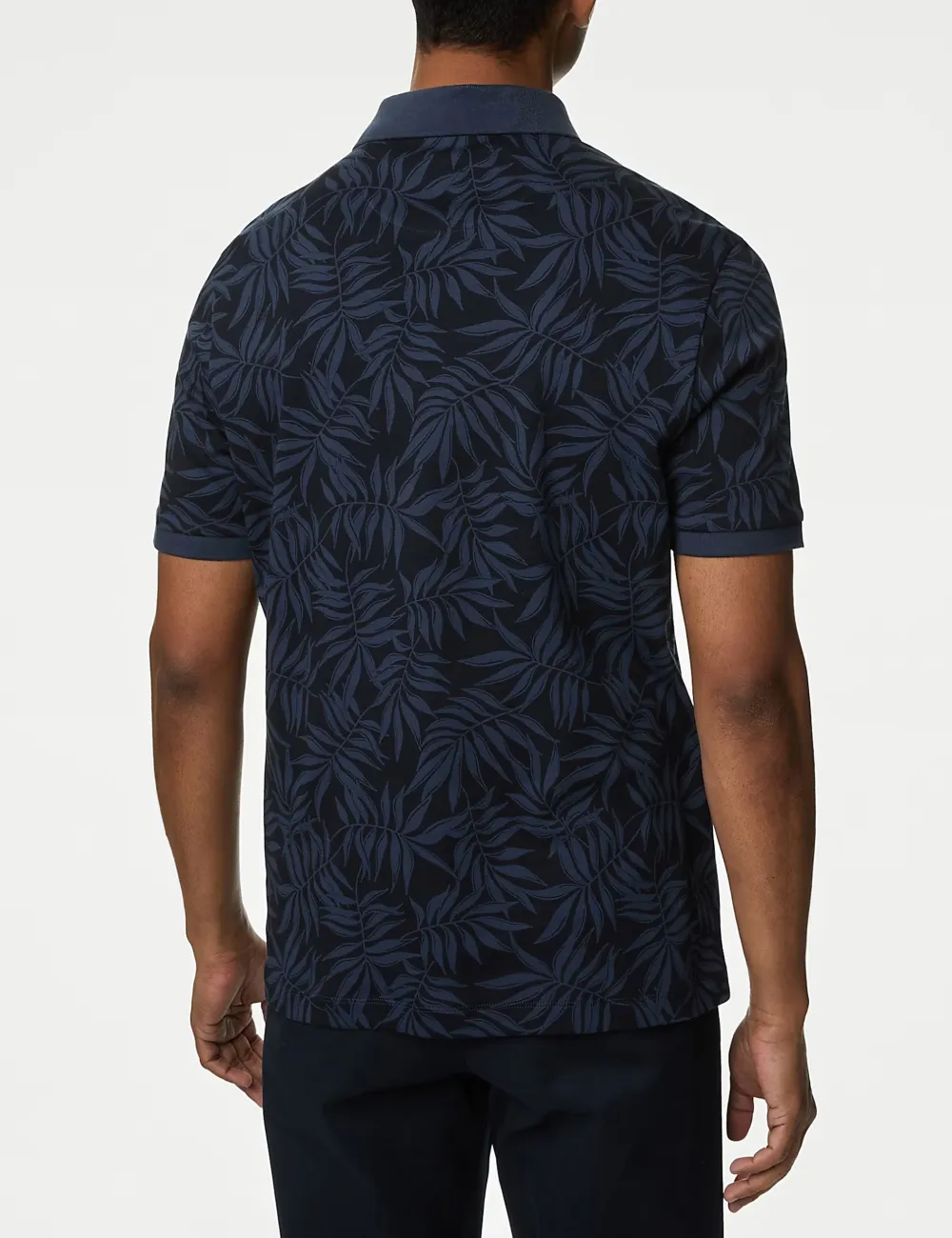 Dark Leaf Print Polo Shirt