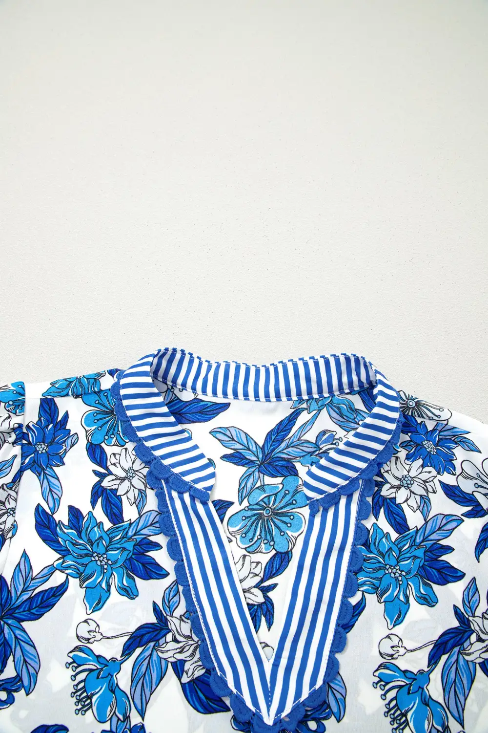 Floral Striped V Neck Blouse