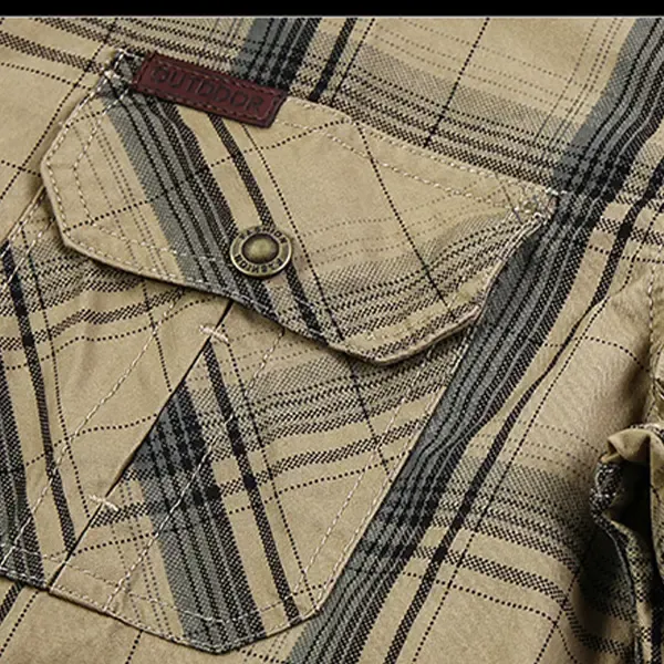 Men's Cotton Plaid Short Sleeve Shirt