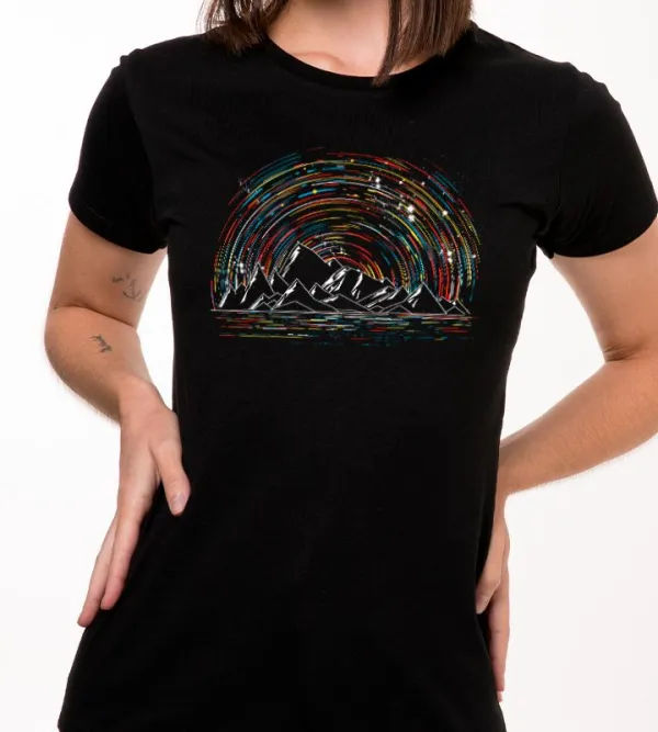 Neon Outdoors Pattern Black T-Shirt