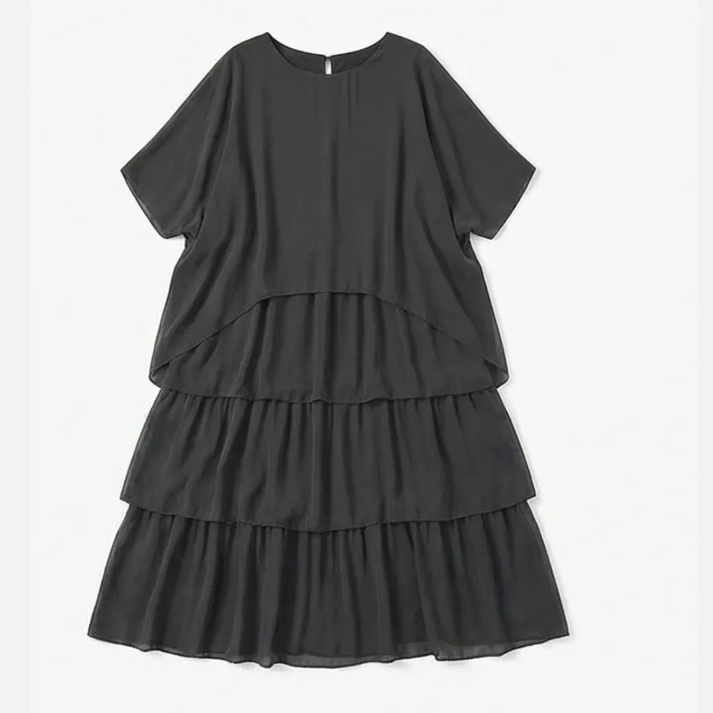 Tiered Chiffon Satin Finish Maxi Dress