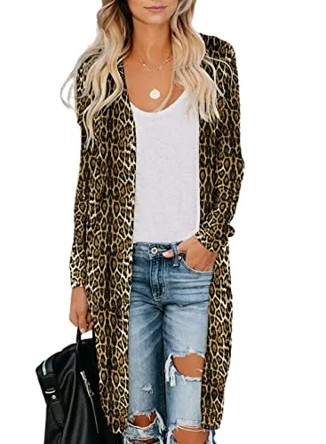 Womens2022FashionCasualOpenFrontPrintedCardigansSweatersThinCoatsJacketsOuterwear