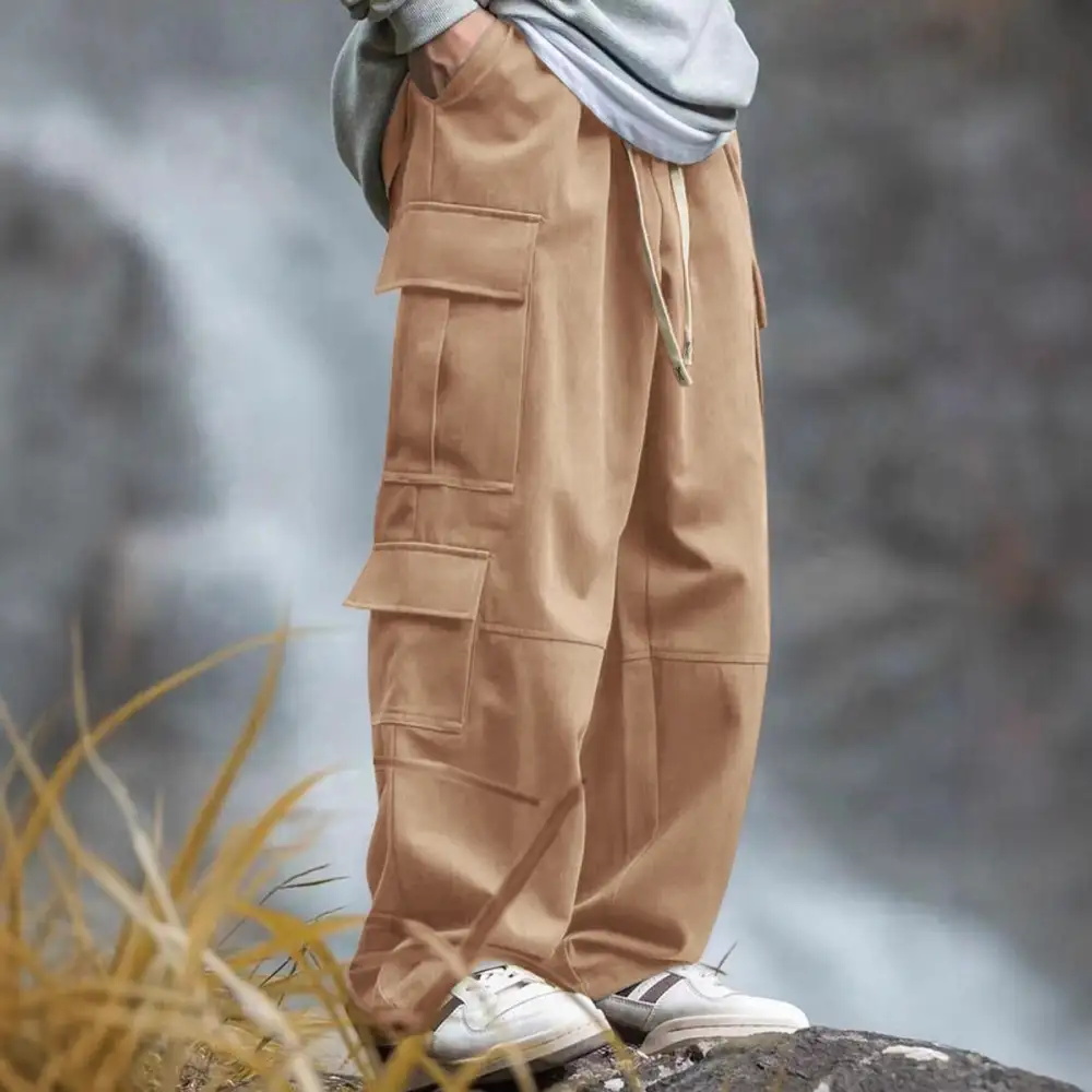 Men's Casually Cut Pockets Cargo Pants Wide Leg