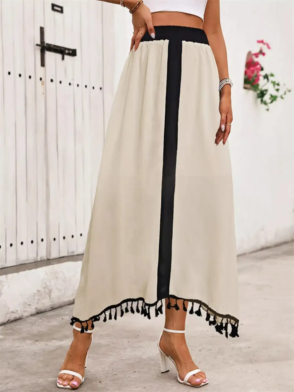Tailored Fluid Tassel Skirt
