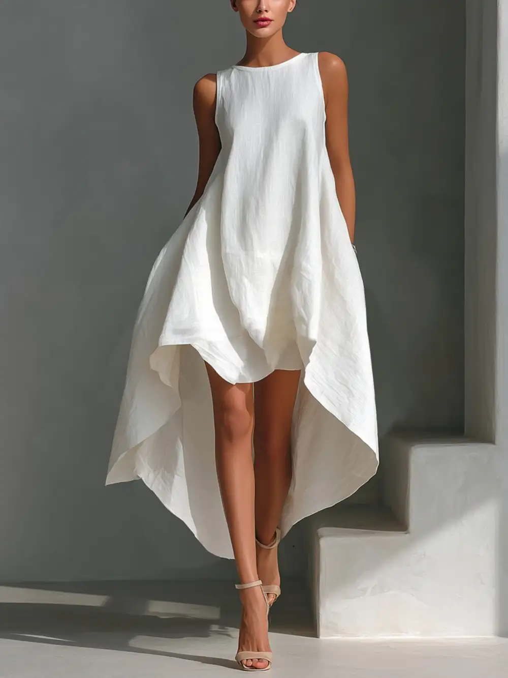 Gathered Detail Sleeveless Dress