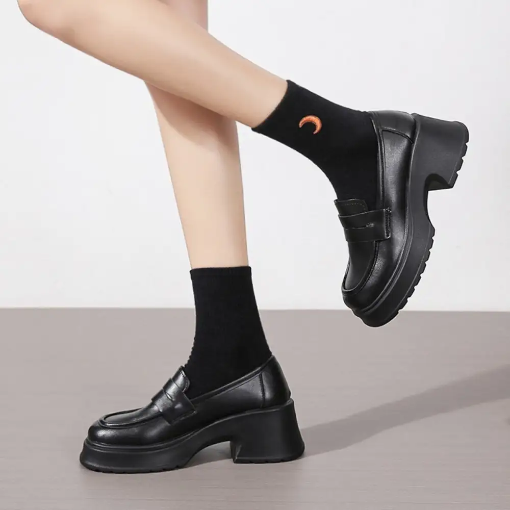 Round Toe Block Heels Loafers